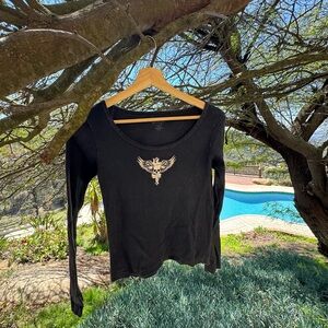 brandy melville | black long sleeve logo top